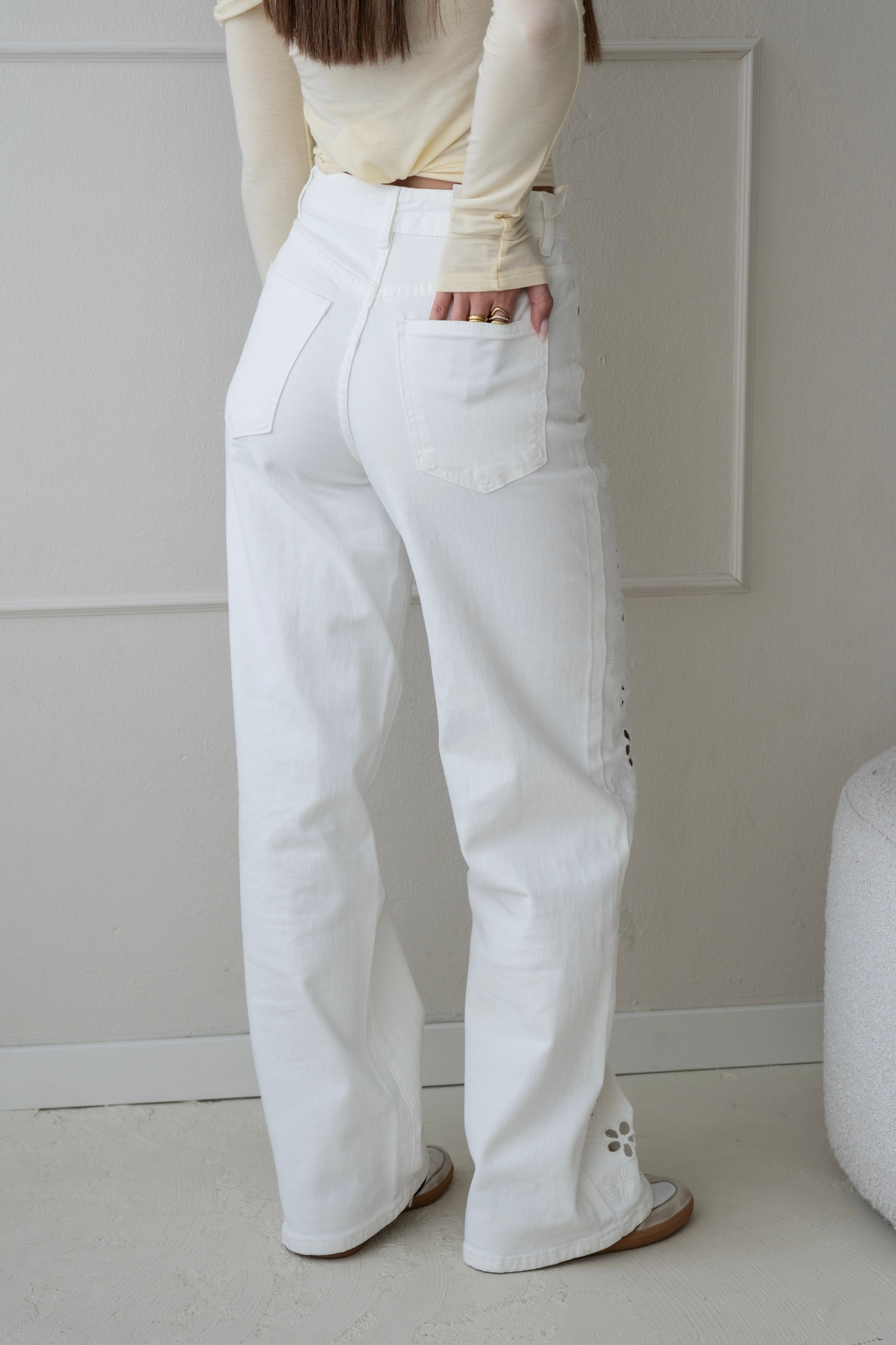 Nova blossom jeans - White
