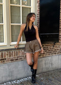 Lucy wide denim short - Army green