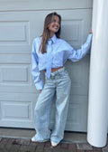 Folded wide leg jeans - Blue
