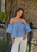 Blooming off-shoulder top - light blue