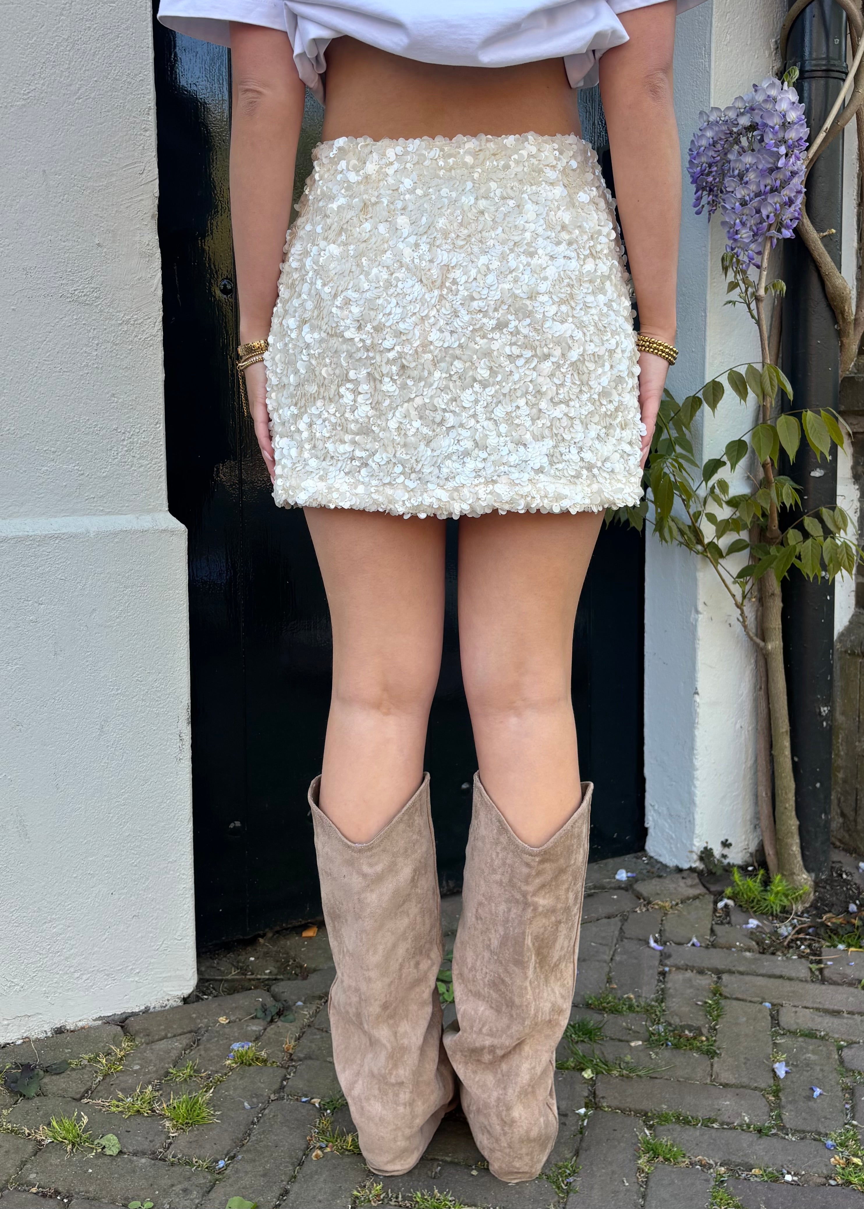 Ivory sequin skort - Créme