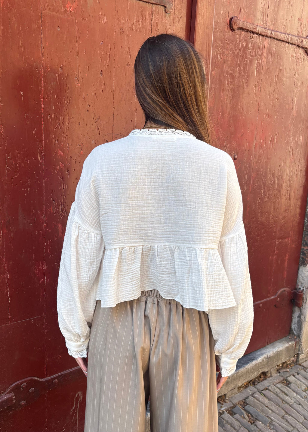Amélie cropped blouse - White
