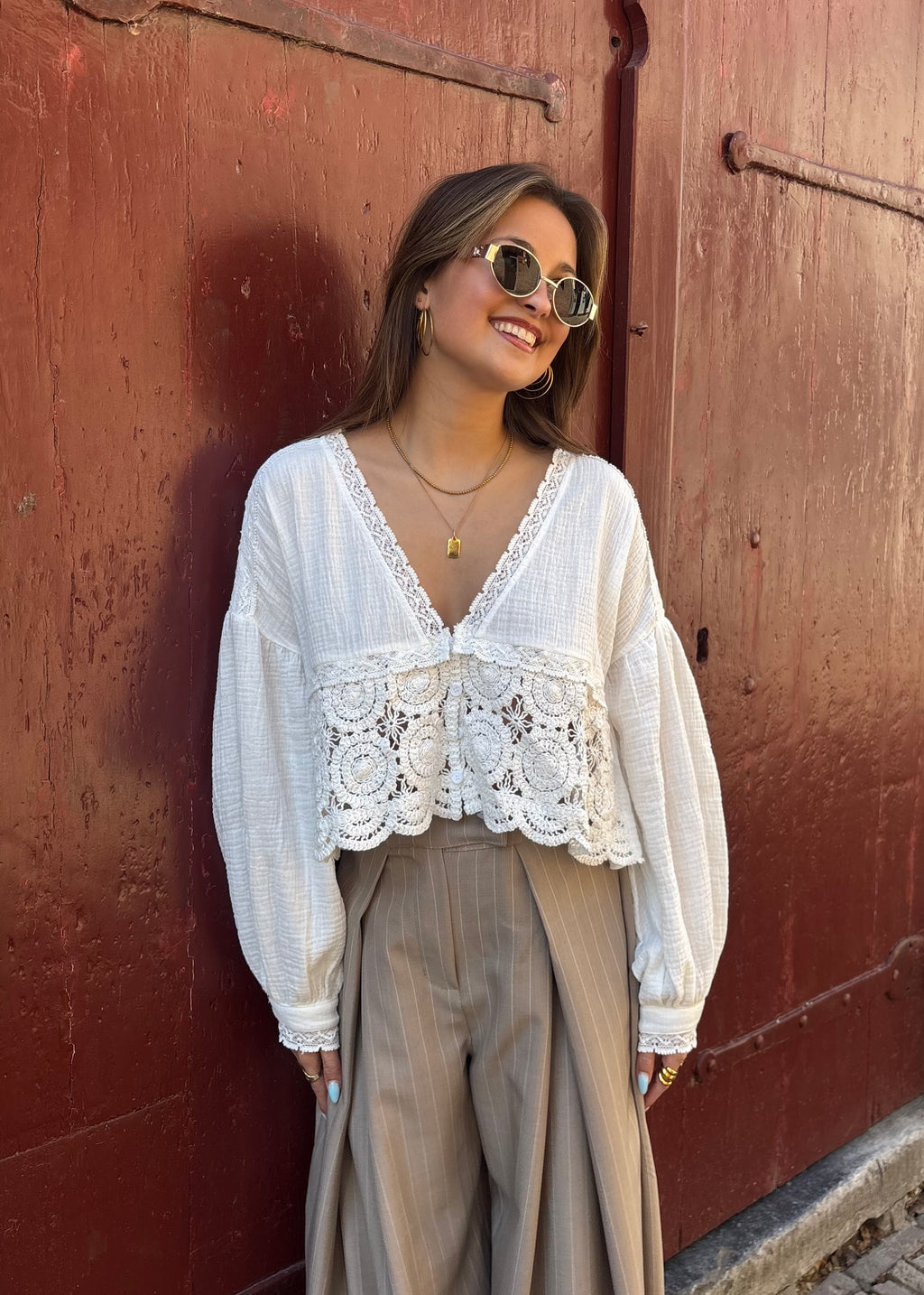 Amélie cropped blouse - White