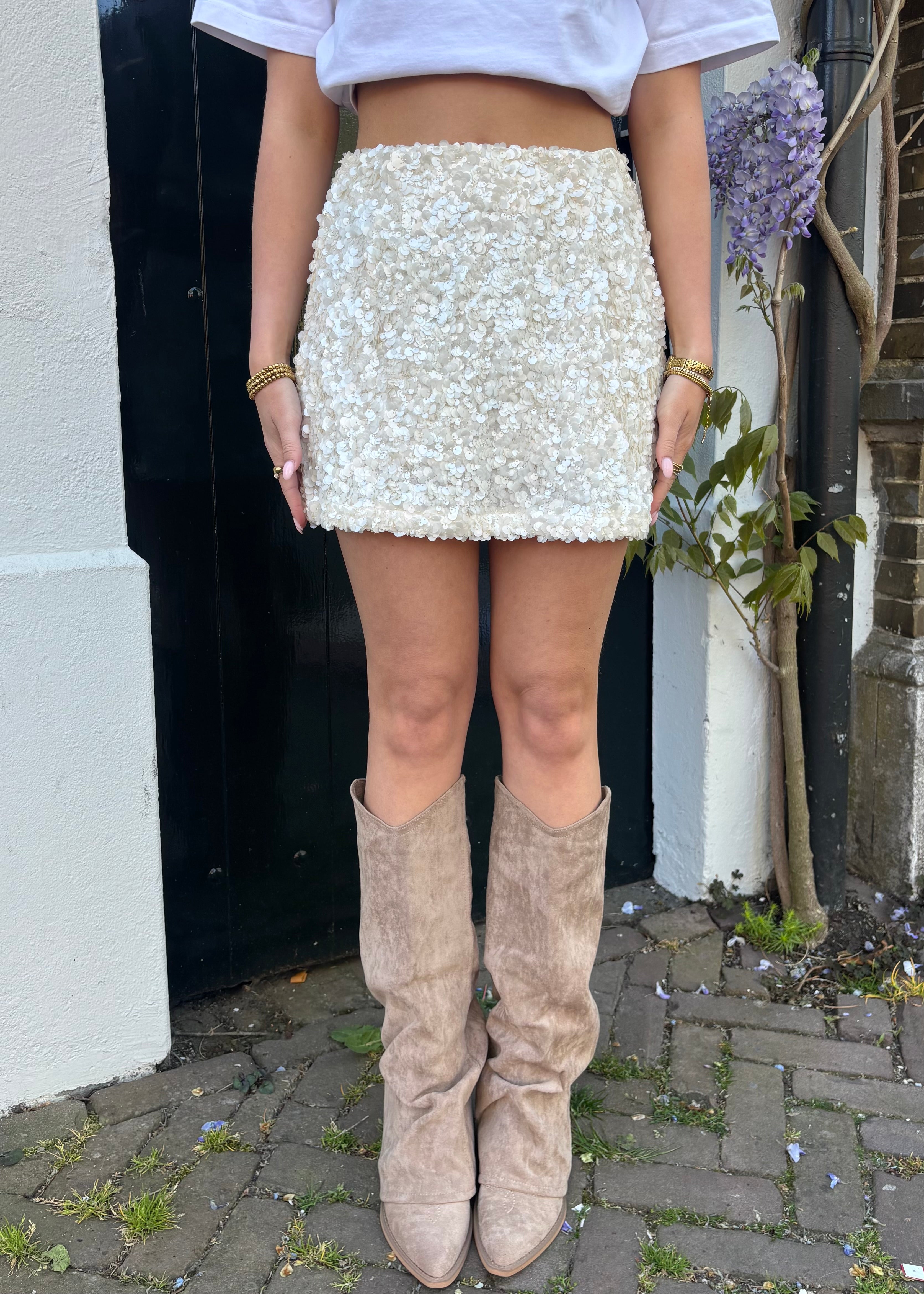Ivory sequin skort - Créme