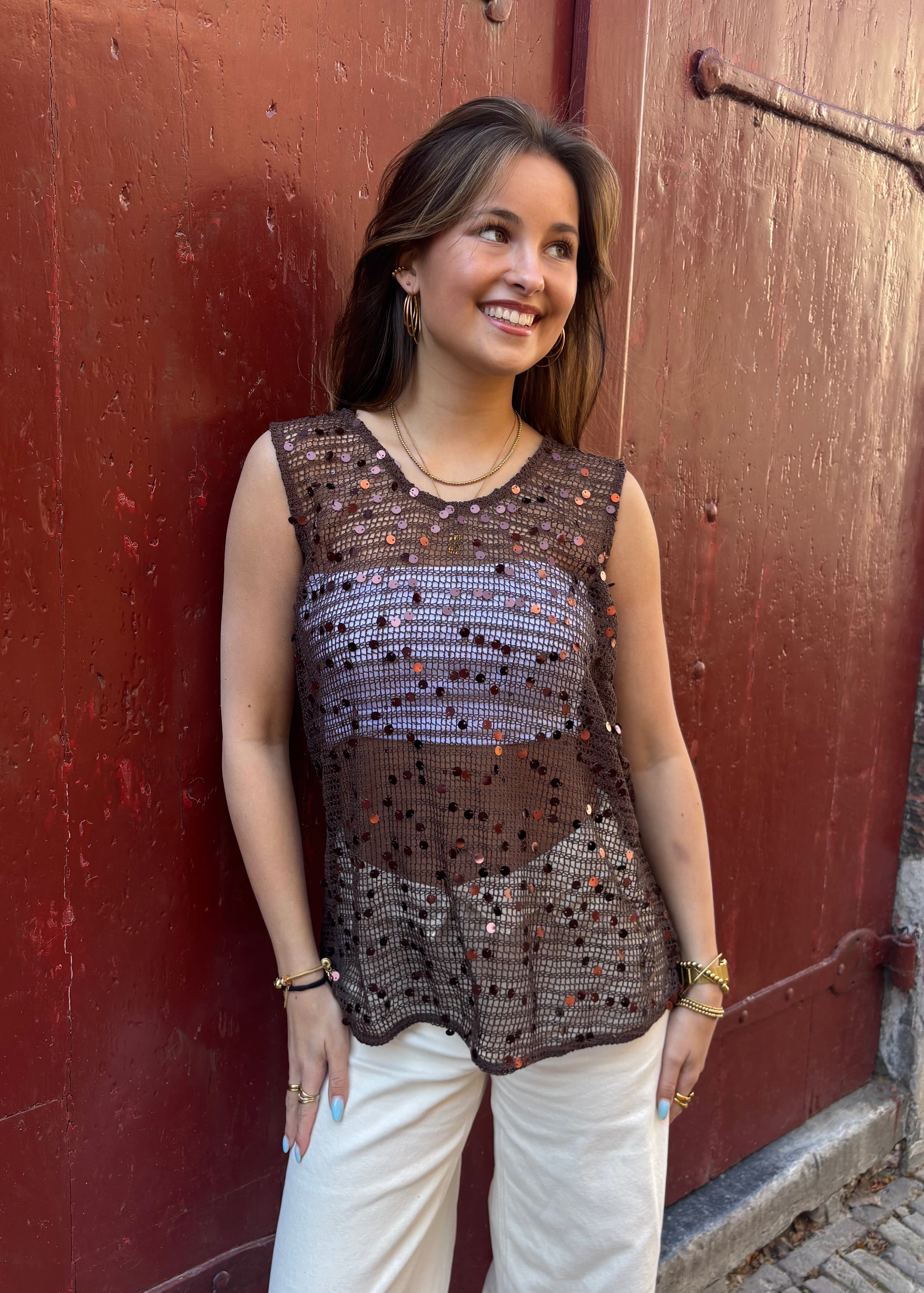 Crochet beach top - Brown