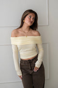 Off-shoulder top - Butter yellow