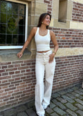 Folded wide leg jeans - Créme