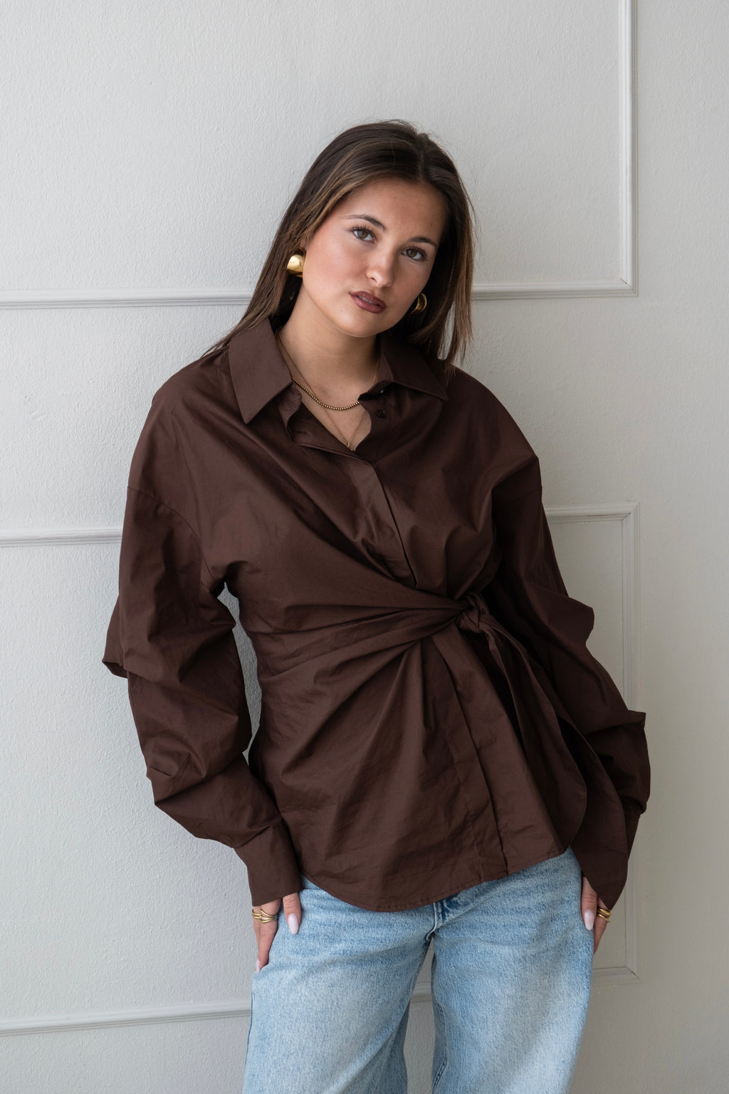 Wrapped blouse - Brown