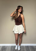 Lucy wide denim short - White