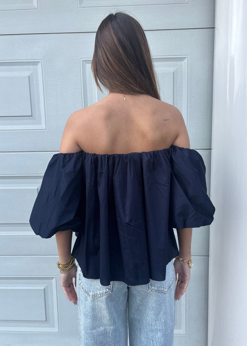 Blooming off-shoulder top - Navy