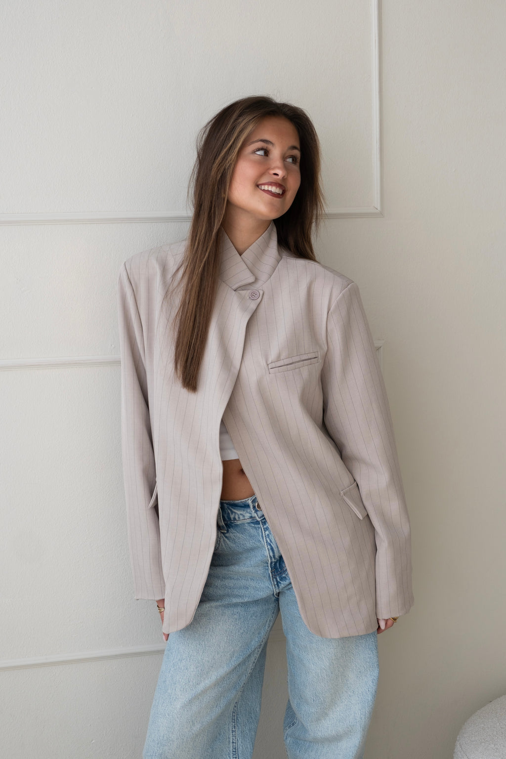 Classy striped blazer - Beige