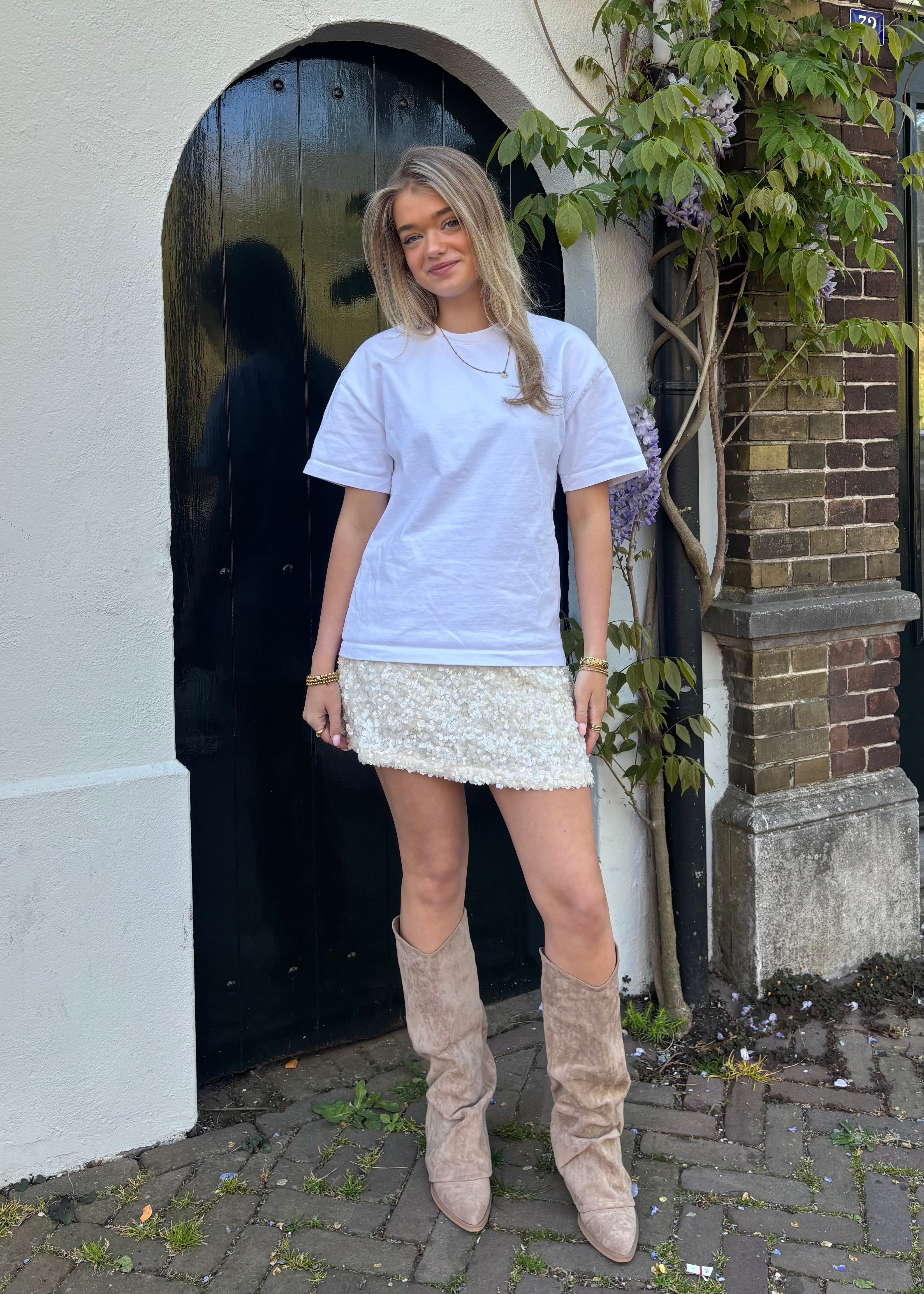 Ivory sequin skort - Créme
