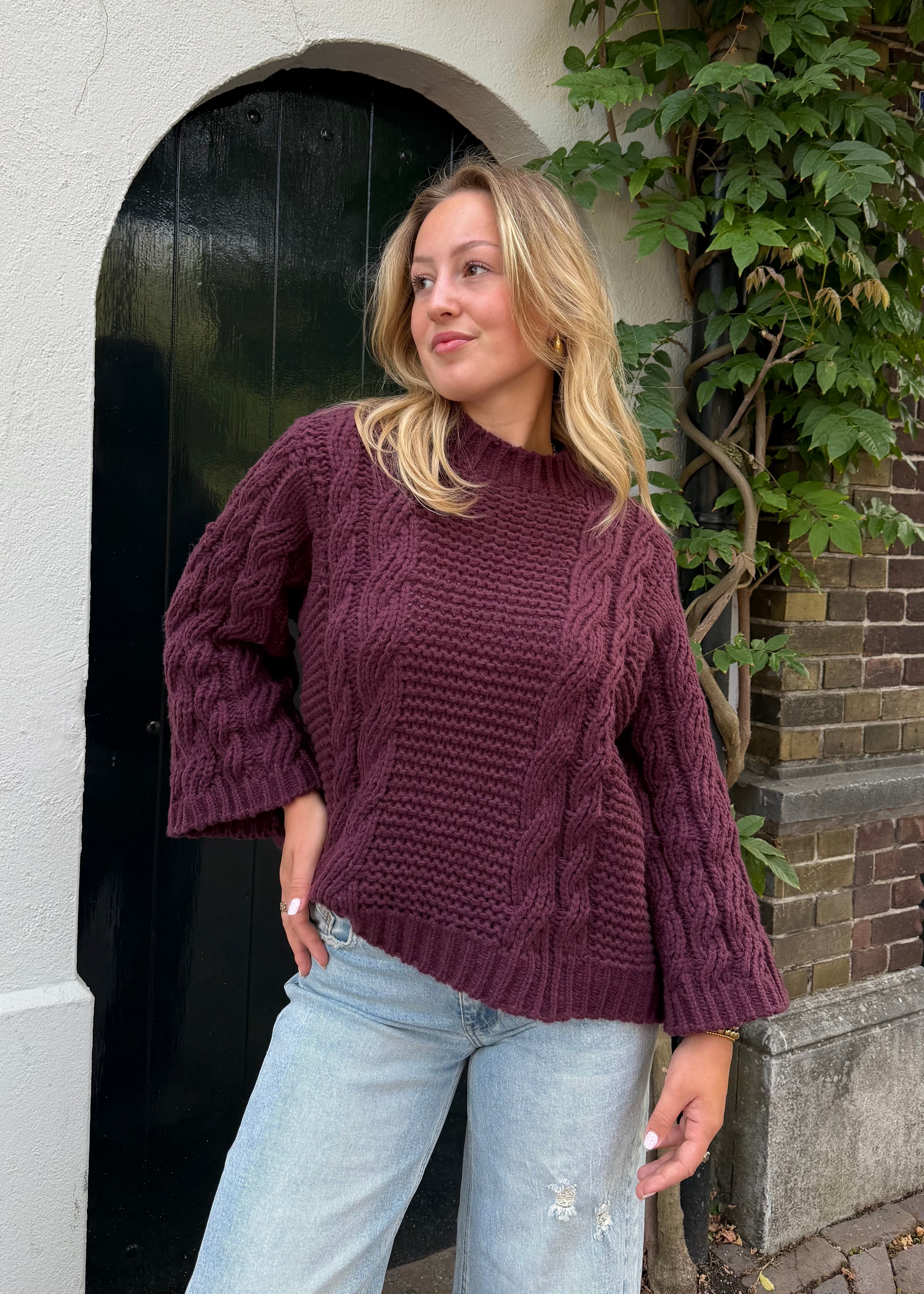 Cozy cable knit - Bordeaux