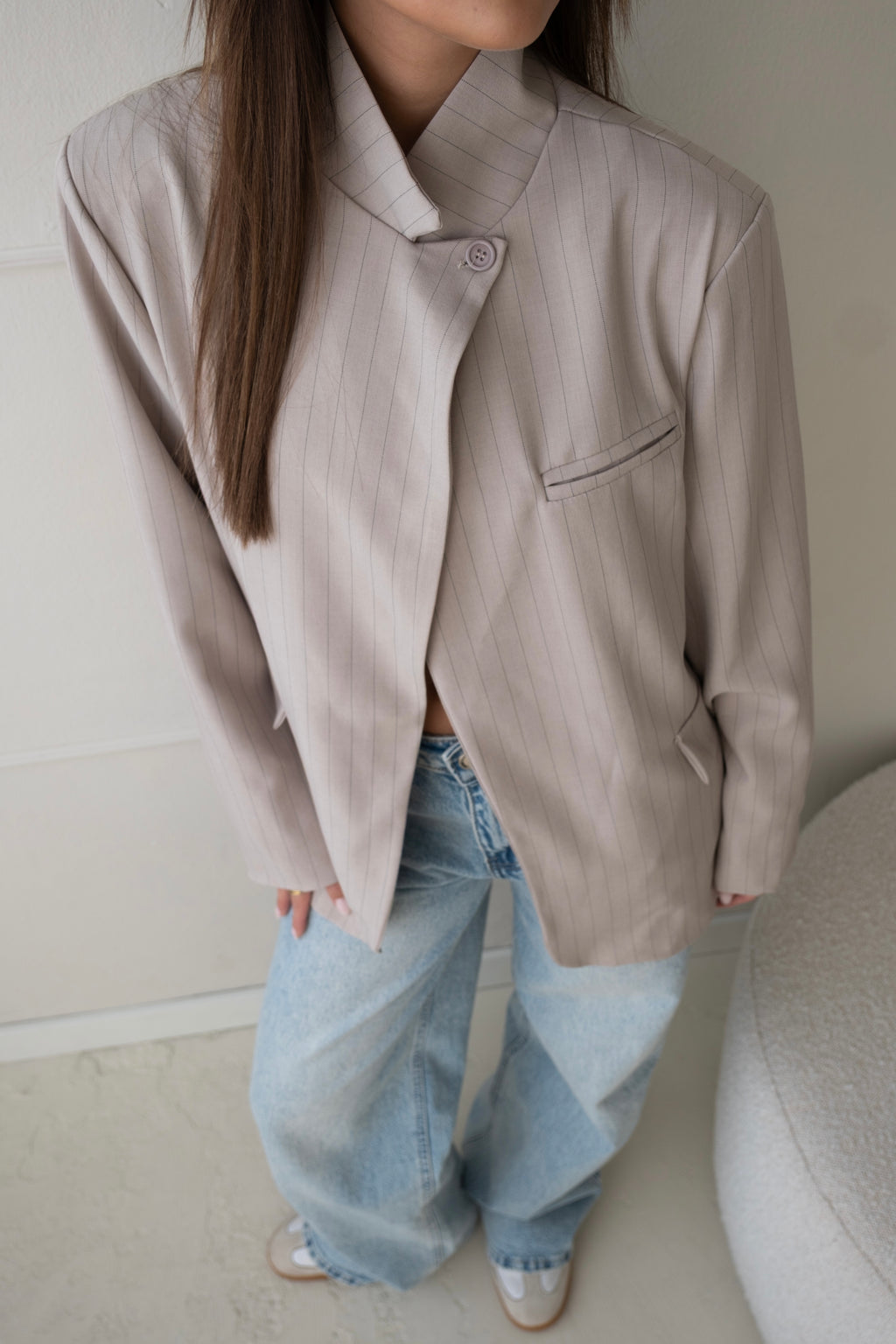 Classy striped blazer - Beige